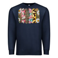 Navy Easter Brushstroke With Quail Eggs Daisy And Bunny Premium Sweatshirt - RanaPortraitStore
