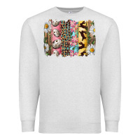 Oatmeal Heather Easter Brushstroke With Quail Eggs Daisy And Bunny Premium Sweatshirt - RanaPortraitStore