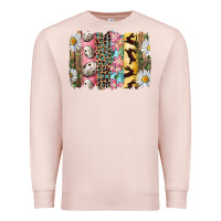 Pale Pink Easter Brushstroke With Quail Eggs Daisy And Bunny Premium Sweatshirt - RanaPortraitStore