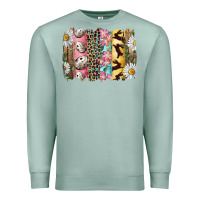 Seafoam Easter Brushstroke With Quail Eggs Daisy And Bunny Premium Sweatshirt - RanaPortraitStore