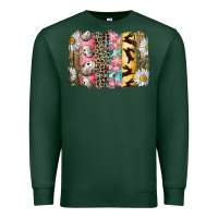 Sports Green Easter Brushstroke With Quail Eggs Daisy And Bunny Premium Sweatshirt - RanaPortraitStore