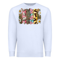 White Easter Brushstroke With Quail Eggs Daisy And Bunny Premium Sweatshirt - RanaPortraitStore