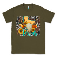 Army Green western texas  and cowhide with sunflower Classic Tee - Artiststas