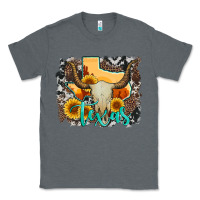 Charcoal Heather western texas  and cowhide with sunflower Classic Tee - Artiststas