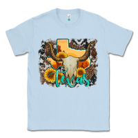 Dusty Blue western texas  and cowhide with sunflower Classic Tee - Artiststas