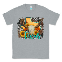 Heather Grey western texas  and cowhide with sunflower Classic Tee - Artiststas