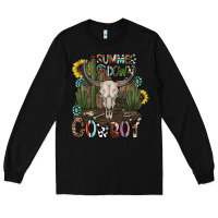 Black summer down cowboy Long Sleeve Tee - CowhideDigitalArt