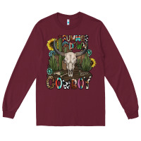 Burgundy summer down cowboy Long Sleeve Tee - CowhideDigitalArt