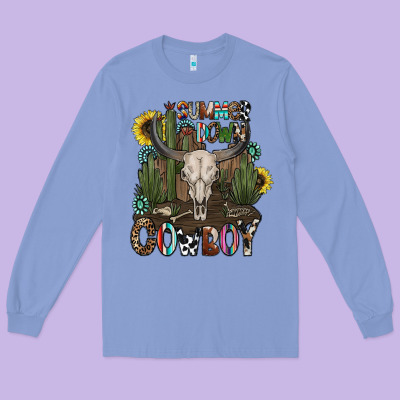 Summer Down Cowboy Long Sleeve Tee Designed By Cowhidedigitalart