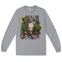 Heather Grey summer down cowboy Long Sleeve Tee - CowhideDigitalArt