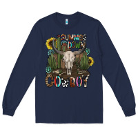 Navy summer down cowboy Long Sleeve Tee - CowhideDigitalArt