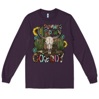 Plum summer down cowboy Long Sleeve Tee - CowhideDigitalArt