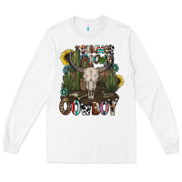 White summer down cowboy Long Sleeve Tee - CowhideDigitalArt