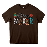 Chocolate Brown difference maker teacher Heavy Core Tee - OliviaCreatesArt