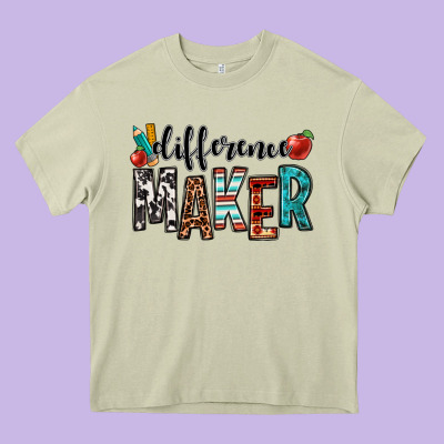Difference Maker Teacher Heavy Core Tee Designed By Oliviacreatesart