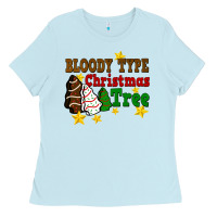 Baby Blue Bloody Type Christmas Tree Ladies Tee - FaDigitalArtStudio