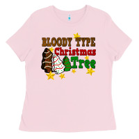 Bubblegum Pink Bloody Type Christmas Tree Ladies Tee - FaDigitalArtStudio