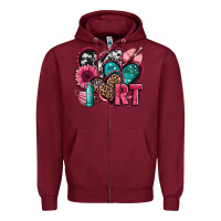 Burgundy rt respiratory therapist hearts Zipper Hoodie - Jasminsmagicworld