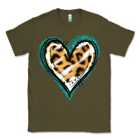 Army Green Glitter Leopard Heart Classic Tee - Jasminsmagicworld