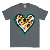 Charcoal Heather Glitter Leopard Heart Classic Tee - Jasminsmagicworld