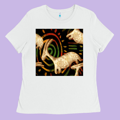 African Ethnic Animal Seamless Pattern Ladies Tee Designed By Bundleandbundleshop