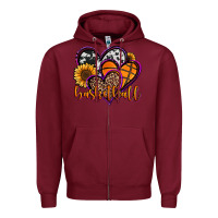 Burgundy basketball hearts Zipper Hoodie - Jasminsmagicworld