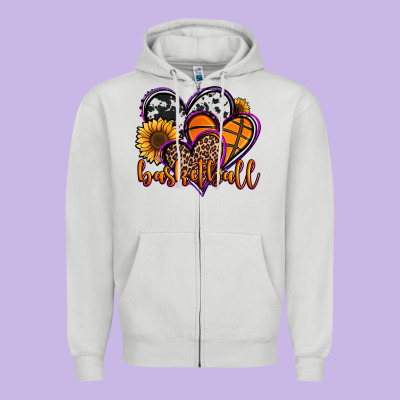 Basketball Hearts Zipper Hoodie Designed By Jasminsmagicworld