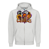 Dove Grey basketball hearts Zipper Hoodie - Jasminsmagicworld