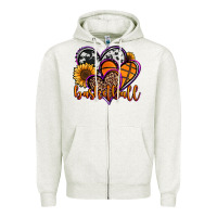 Oatmeal Heather basketball hearts Zipper Hoodie - Jasminsmagicworld