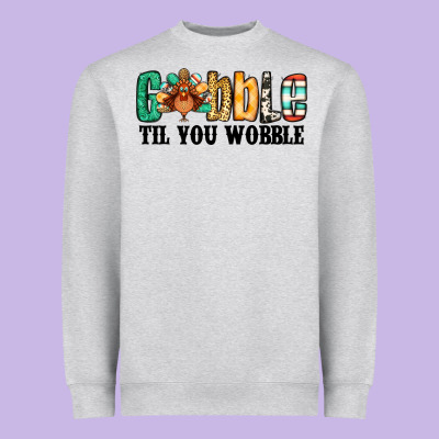 Gobble Til You Wobble Thanksgiving Turkey Heavyweight Sweatshirt Designed By Jasminsmagicworld