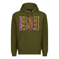 Army Green mardi gras fleur de lis mask leopard glitter  brushstrokes Premium Hoodie - Artiststas