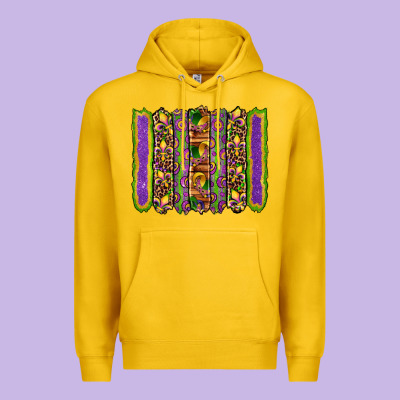 Mardi Gras Fleur De Lis Mask Leopard Glitter  Brushstrokes Premium Hoodie Designed By Artiststas