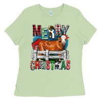 Matcha merry christmas simmental cow Ladies Tee - FaDigitalArtStudio