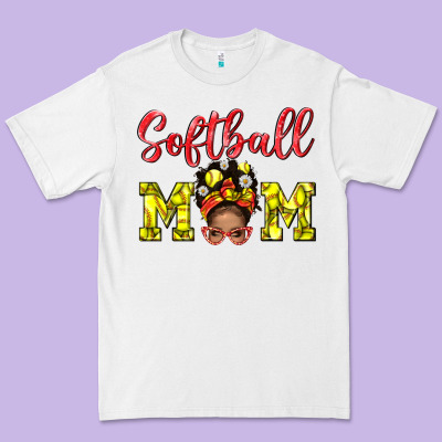 Softball Mom  And Afro Messybun Mom Bbs Premium Tee Designed By Bundleandbundleshop