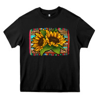 Black sunflower serape leopard background Heavy Core Tee - Jasminsmagicworld