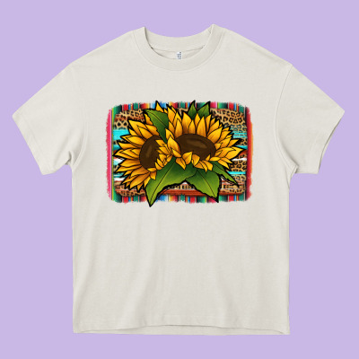 Sunflower Serape Leopard Background Heavy Core Tee Designed By Jasminsmagicworld