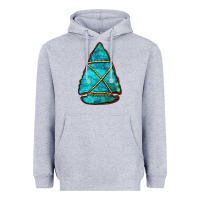 Heather Grey turquoise arrowhead Heavyweight Hoodie - Jasminsmagicworld