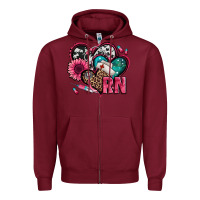 Burgundy rn registered nurse hearts Zipper Hoodie - Jasminsmagicworld
