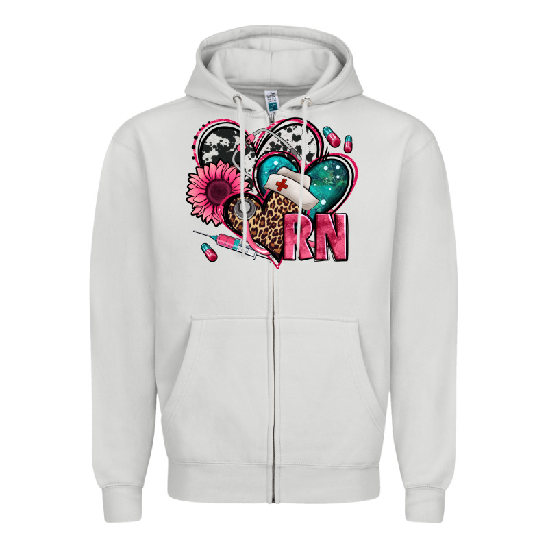 Rn Registered Nurse Hearts Zipper Hoodie by Jasminsmagicworld | Teevron