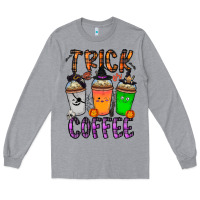 Heather Grey trick or coffee Long Sleeve Tee - CowhideDigitalArt