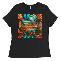 Black western thanksgiving seamless pattern Ladies Tee - BundleAndBundleShop