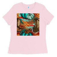 Bubblegum Pink western thanksgiving seamless pattern Ladies Tee - BundleAndBundleShop