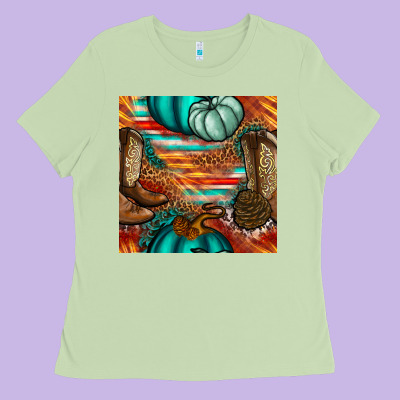Western Thanksgiving Seamless Pattern Ladies Tee Designed By Bundleandbundleshop
