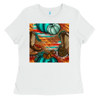 White western thanksgiving seamless pattern Ladies Tee - BundleAndBundleShop