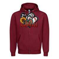 Burgundy baseball hearts Zipper Hoodie - Jasminsmagicworld