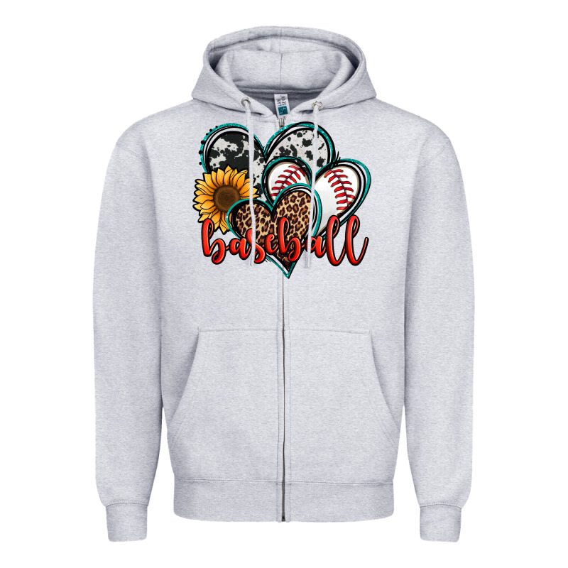 Baseball Hearts Zipper Hoodie by Jasminsmagicworld | Teevron