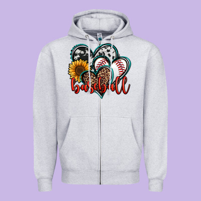 Baseball Hearts Zipper Hoodie Designed By Jasminsmagicworld