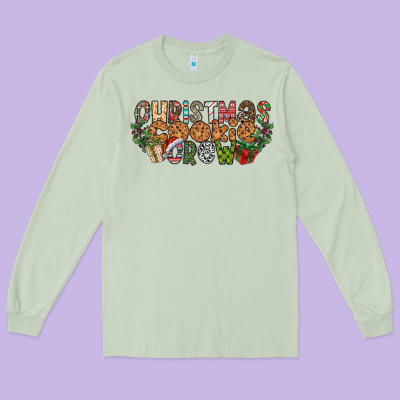Christmas Cookie Crew Long Sleeve Tee Designed By Cowhidedigitalart