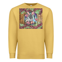 Antique Gold Easter bunny with floral wreath and leopard Premium Sweatshirt - RanaPortraitStore