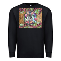 Black Easter bunny with floral wreath and leopard Premium Sweatshirt - RanaPortraitStore